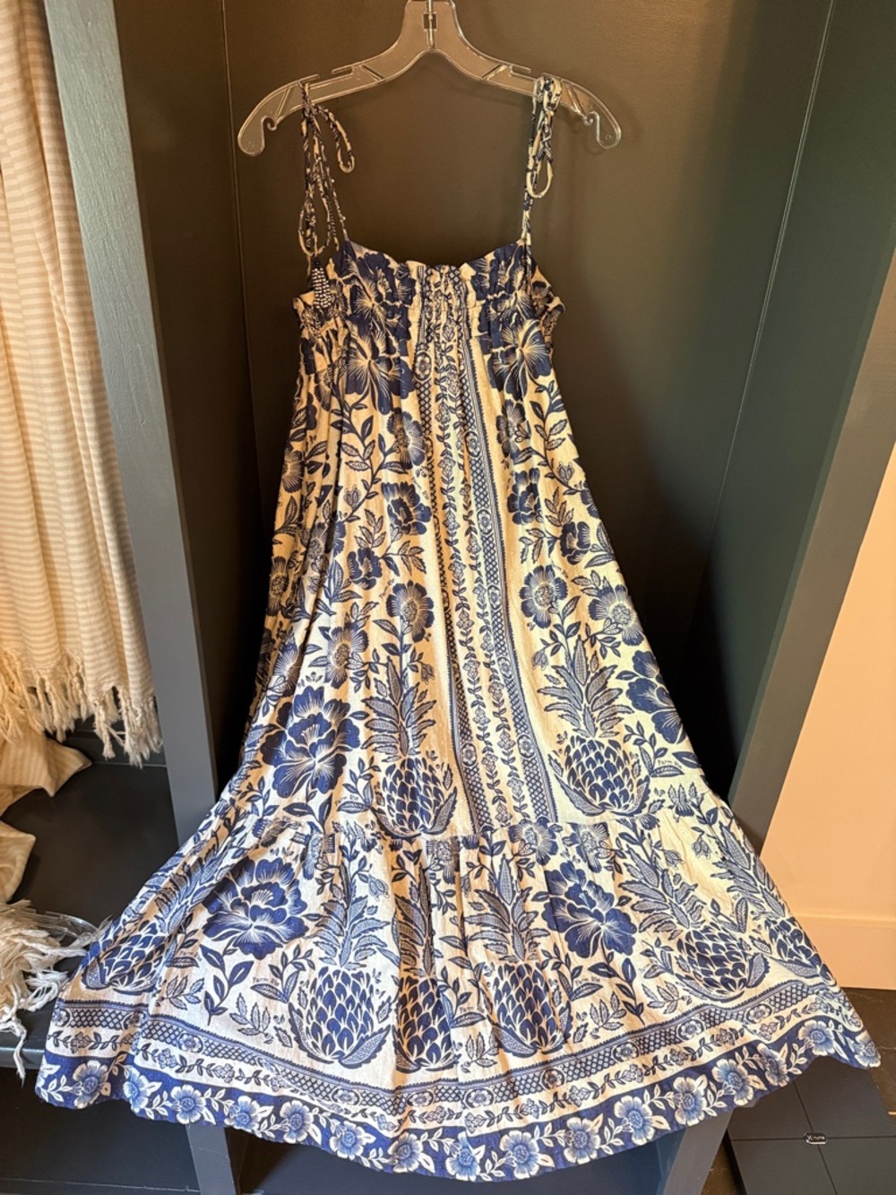FARM Rio Blue and White Floral Maxi Dress